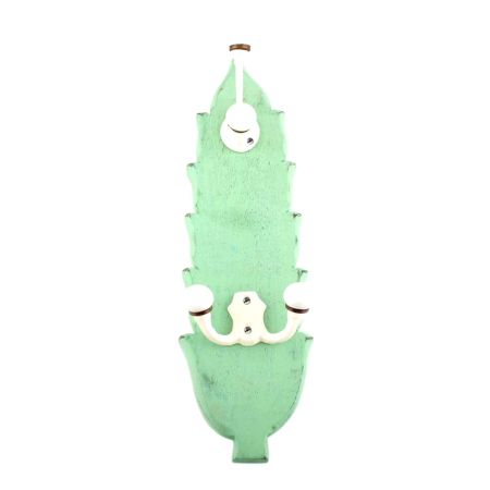 Green And Cream Double Loop Ceramic Iron Wooden Hooks